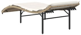 bézs polyrattan napozóágy párnával 55x199x50 cm