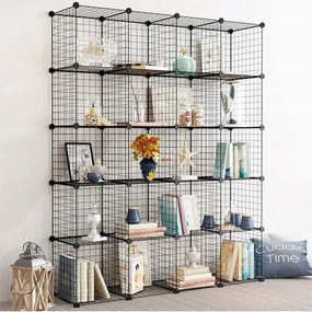 Könyvespolc Fém Moduláris Drótrendező 20 Polc 33x33 cm – Szekrény