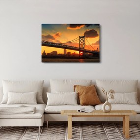 Kép - Naplemente a Ben Franklin híd felett, Philadelphia (90x60 cm)