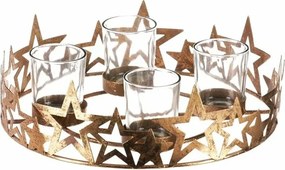 Csillagok adventi gyertyatartó, arany, fém, átmérő 25 cm