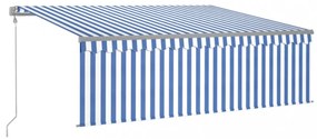 kék és fehér automata napellenző redőnnyel 4 x 3 m