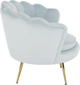 Fotel Art-deco stílusban, szürke-kék Velvet anyag/gold chróm-arany, NOBLIN