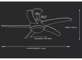 Mennyezeti ventilátor 2xE27/20W/230V + távirányító
