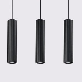 Sollux SL.1575 - Csillár zsinóron KARBON 3xGU10/10W/230V fekete