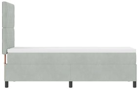 Boxpring Ágy Matrac Közép Szürke 80x200 cm Bársony
