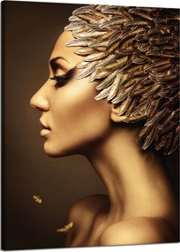 Vászonkép Arany Nő Profil Modern Stílus 50x70 cm