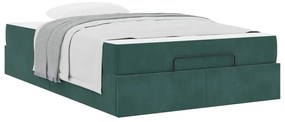 Ágykeret matracmal tárolóval Sötétzöld 120 x 200 cm Bársony