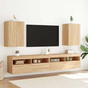 sonoma tölgy színű szerelt fa fali TV-szekrény 40,5x30x60 cm