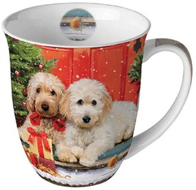 Kutyás karácsonyi bögre porcelán 400 ml Dogs at the door