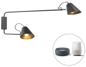 Okos fali lámpa fekete 2-lámpás állítható Wi-Fi A60 - Lune
