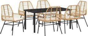 vidaXL Kert étkező szett 7 pcs Barna polirattan
