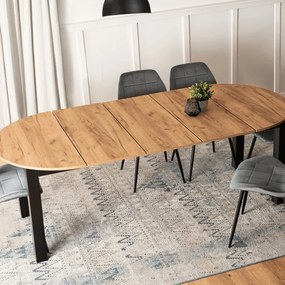 Bővíthető Étkezőasztal Kézműves Tölgy/Fekete Színben. JAMES 103-223 cm