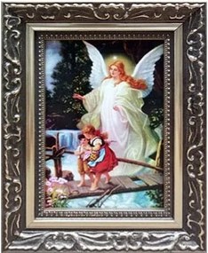 Vászonkép 10x15cm Őrangyal gyaloghíd keret dísz (14,5x19,5cm)