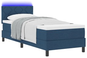 Boxspring Ágy Matraccal &amp; LED Kék 80x200 cm Szövet