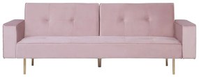 Rózsaszín bársony kanapéágy VISNES Beliani