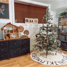 Krémszínű mosható kézi szövésű pamut gyerek szőnyeg ø150 cm ABC Natural Black – Lorena Canals