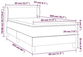 sötétbarna szövet rugós ágy matraccal 80 x 200 cm