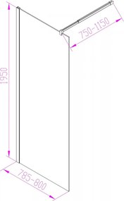 WI01-80 Walker walk in zuhanyfal 80x195 cm, 8mm-es üveggel