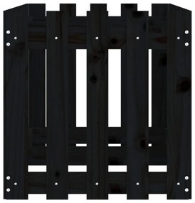 fekete tömör fenyőfa kerti magaságyás kerítéssel 150x50x50 cm
