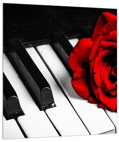 Zongora és egy rózsa képe (30x30 cm)