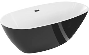 Mexen Eris, szabadon álló kád 170 x 80 cm, fehér-fekete, fekete túlfolyó, 53441708075-70