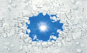 Flizelin fotótapéta Átszúrás remény kék nap tégla 368x254 +ragasztó