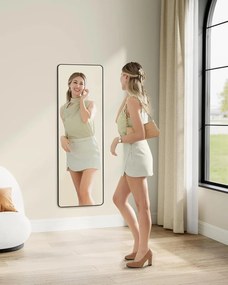 FERRA téglalap alakú tükör, 120x40cm, fekete SongmicsHome