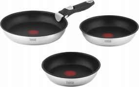 Teesa TSA0155 Serpenyőkészlet levehető fogantyúval 22, 24, 28 cm, rozsdamentes acél, 3 db