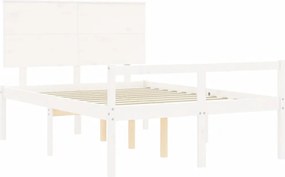 Fehér tömör fa ágy időseknek fejtámlával 140x190 cm