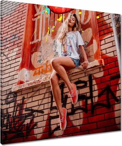 Vászonkép 60x60 Graffiti Csaj