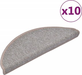 vidaXL 10 db világosbarna, félkör alakú, nagy lépcsőszőnyeg 65 x 24 x 4 cm