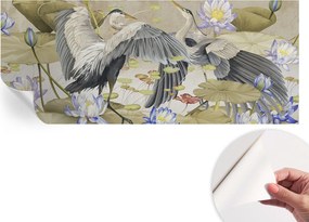 Design fali fotótapéta Öntapadós Madarak és liliomok 250x104 cm