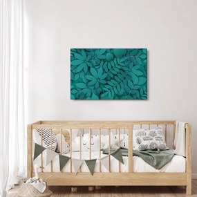 Kép - Türkiz levelek (90x60 cm)