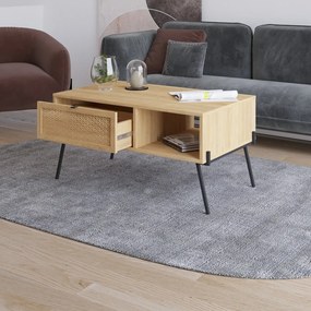 Natúr színű dohányzóasztal tölgyfa dekorral 60x100 cm Ecrin – Marckeric