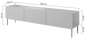 Nicole 200 cm-es TV-szekrény - antik rózsaszín / fekete lábak