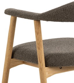 MAZZONI EXPORT ADELE Barna Taupe (Monza 40 szövet)/Természetes Tölgy váz - RETRO FA BOUCLÉ SZÉK NAPPALIBA KONYHÁBA