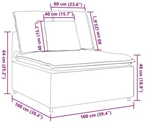 felhőszürke moduláris kanapé középső modul párnákkal 100 cm