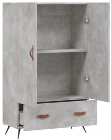 betonszürke szerelt fa magasszekrény 69,5 x 31 x 115 cm
