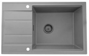 SINK Quality Mosogató minőségi Ferrum New 8010, 1 kamrás gránit mosogató 800x500x210 mm + grafit szifon, szürke, SKQ-FER.8010.G.XB