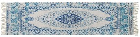 ELAHE Kék fehér koptatott pamut vintage előszoba szőnyeg 60x240 cm