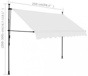 krémszínű kézzel kihúzható LED-es napellenző 250 cm