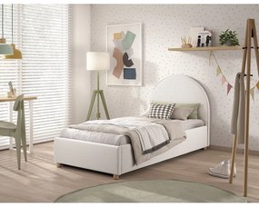 Fehér kárpitozott ágyneműtartós egyszemélyes ágy ágyráccsal 90x200 cm Moon – Vipack