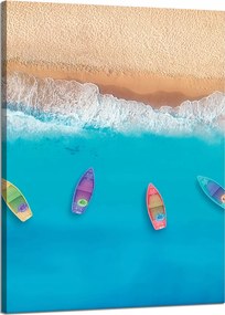 Vászonkép Csónakok a parton Homok Víz 50x70 cm Ideális ajándék
