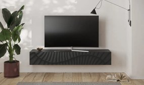 SNAKE TV állvány/fali szekrény, egy felnyíló ajtóval, antracitszürke laminált tettel és antracitszürke, díszített mintázatú előlapokkal