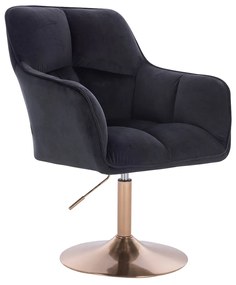 HR550N Fekete modern velúr szék arany lábbal