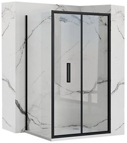 Rea Rapid Fold - zuhanykabin összecsukható ajtóval 100 (ajtó) x 80 (fali) átlátszó üveg, fekete profil, KPL-09904