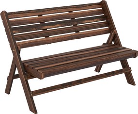 Outsunny Kertipad, 2-Fős Fa Pad Hátlap mögött, Parkpad, 250 kg-ig terhelhető, Kertbe, Erkélyre, Megégett, 122 x 63 x 83 cm | Aosom