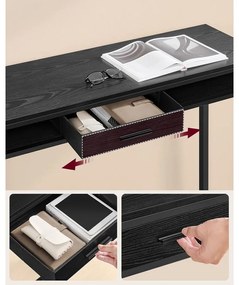 Bárasztal, magas konzolasztal töltőállomással és szövet fiókkal, fekete