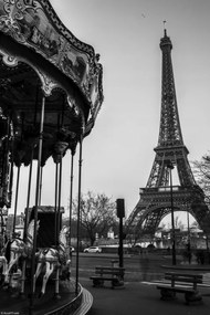 Poszter 20x30cm Körhinta Eiffel-toronnyal a håttérben, Assaf Frank