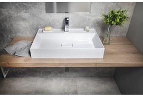 Sapho - Pultba ültethető mosdó GODIVA 68x44 cm márvány/fehér